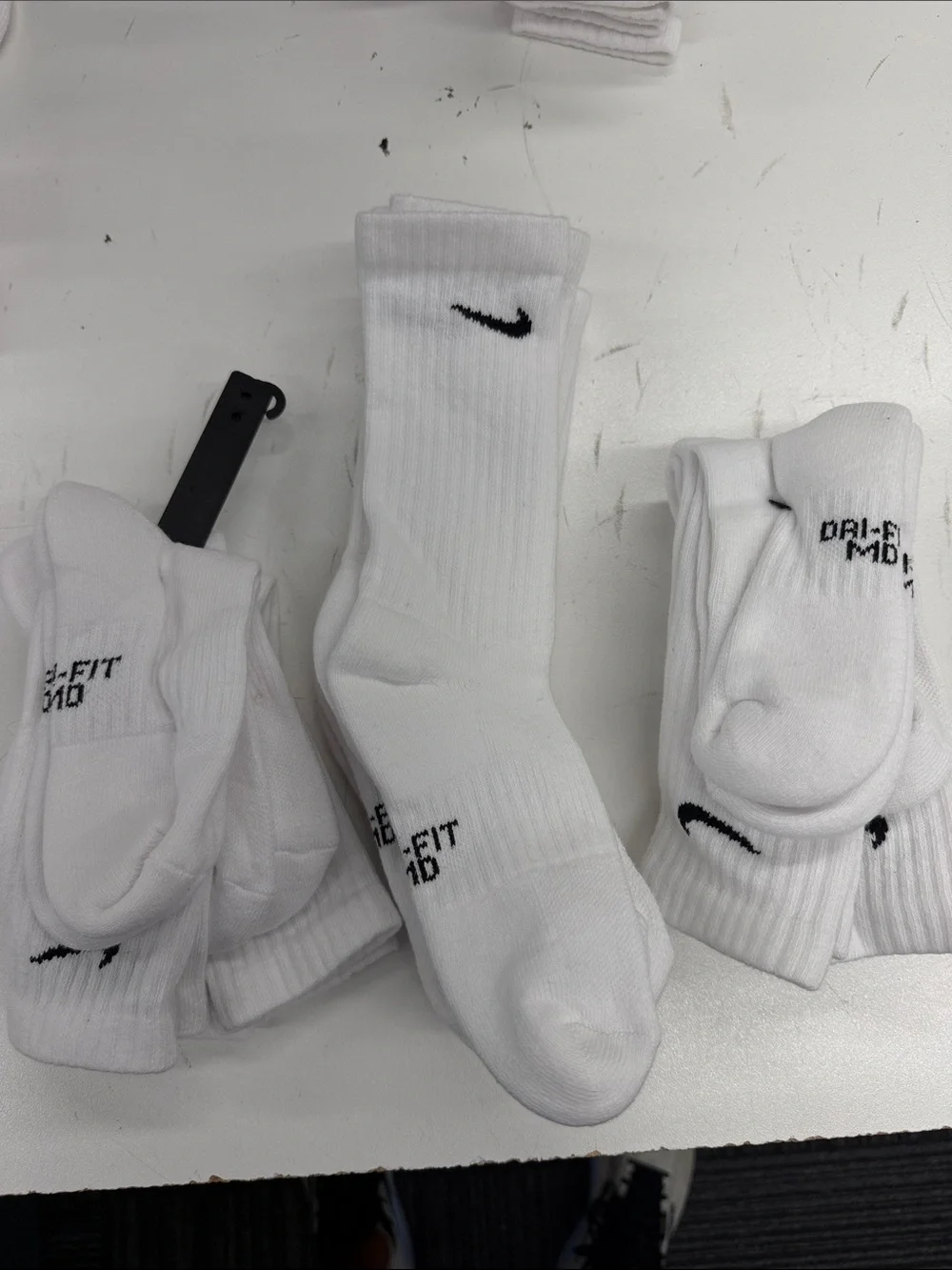 Nike White Crew Dri Fit Athletic Socks - New with damaged packaging - 10 pairs